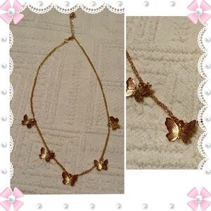 Necklace - 17-19” L - gold tone chain with 5 butterflies - new! BOGO offer ⬇️
